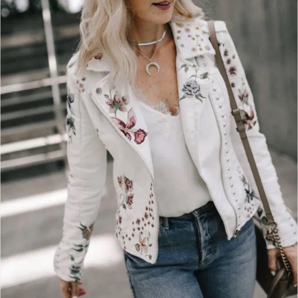 Blank NYC Embroidered Moto Jacket